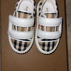 Burberry Kids Checkered Sneakers - White and Tan